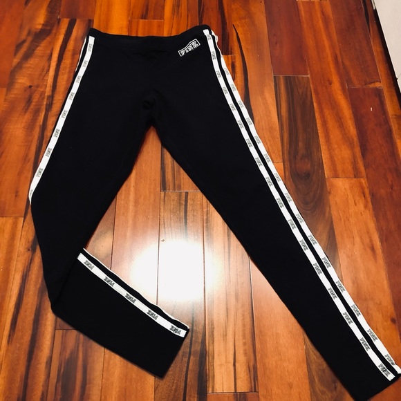 Pink leggings size XS black with white stripes on side - Picture 4 of 6